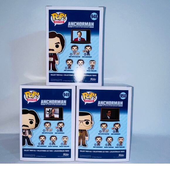 Funko Pop! Anchorman Set of 3 - Ron Burgundy #947, Brian #949, Brick #950 - Picture 3 of 11